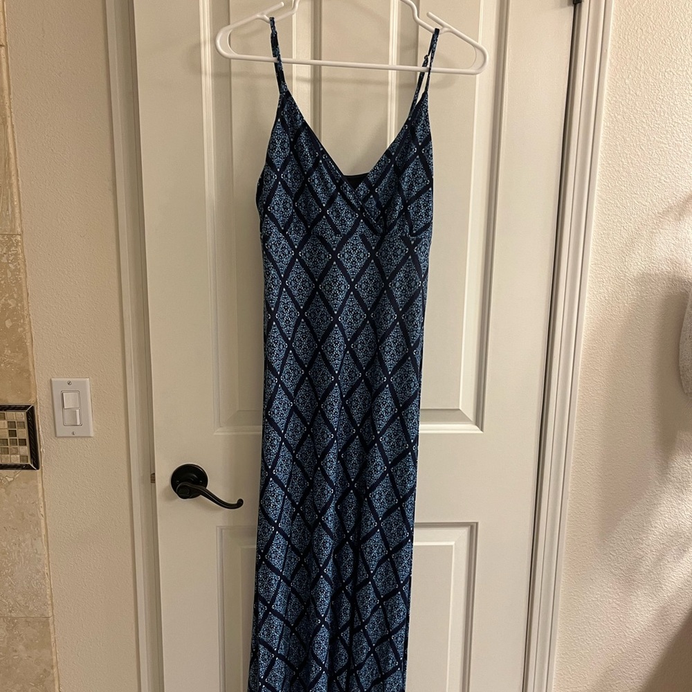 Loft Blue Patterned Maxi Dress Size XS